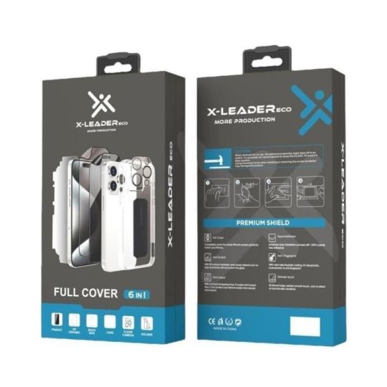 صورة بكج الحماية ضد الصدمات 6 في 1 من X-LEADER مع استكر ملاقيف لاصدارات ايفون  برو ماكس  iPhone 16