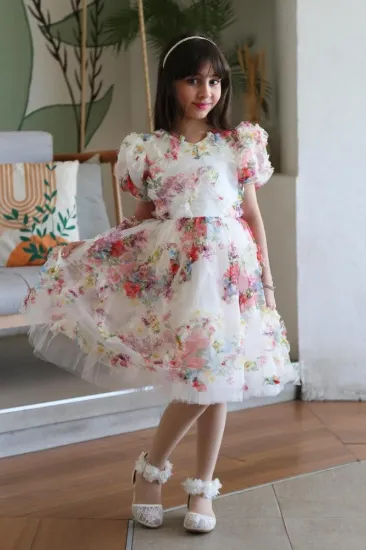 صورة فستان مورد كرنشة من االاسفل