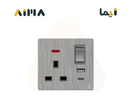 صورة فيكتوري فيش مع مفتاح 13 امبير مع لمبة و مخرج USB و Type C